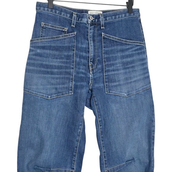 Nili Lotan Shon Tribeca Wash Jean Denim Blue Barrel Leg Size 27 - Picture 4 of 8